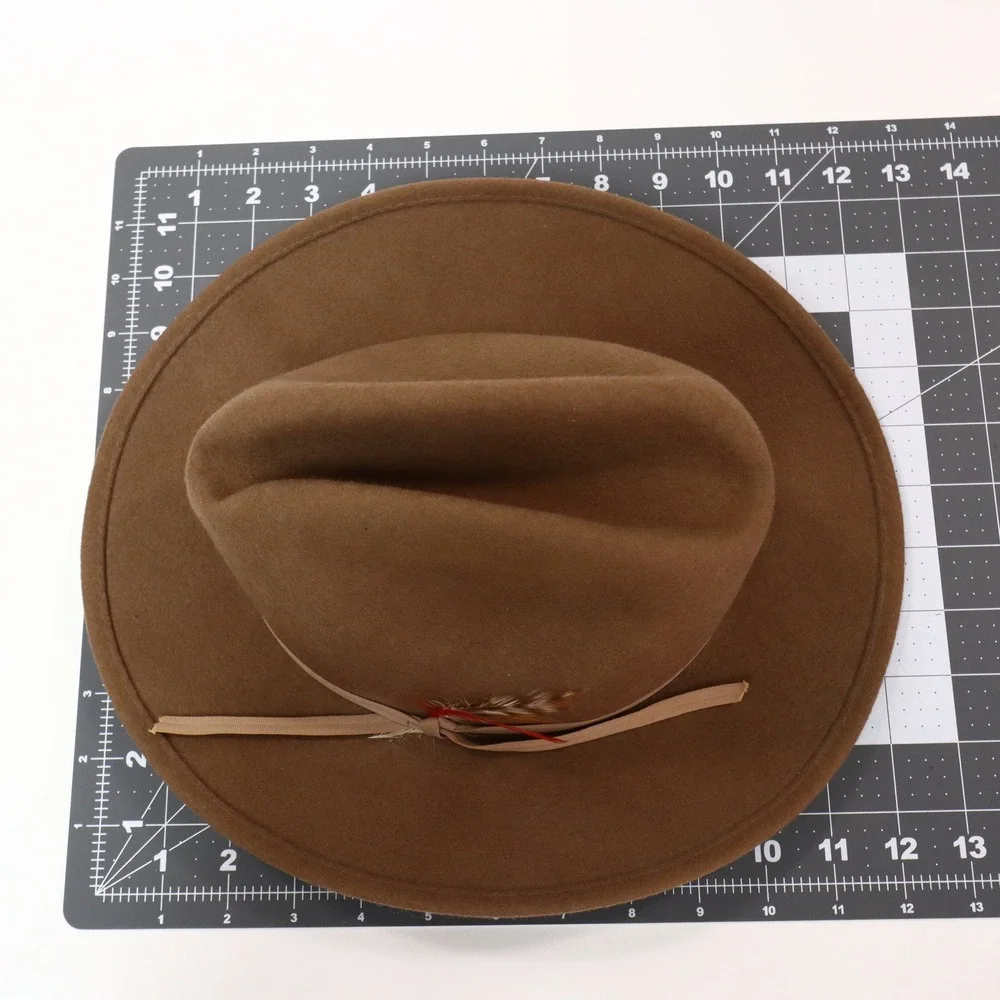 Eddy Bros Bronco Jr Wool Felt Cowboy Hat Youth M Brown Feather Western USA Made